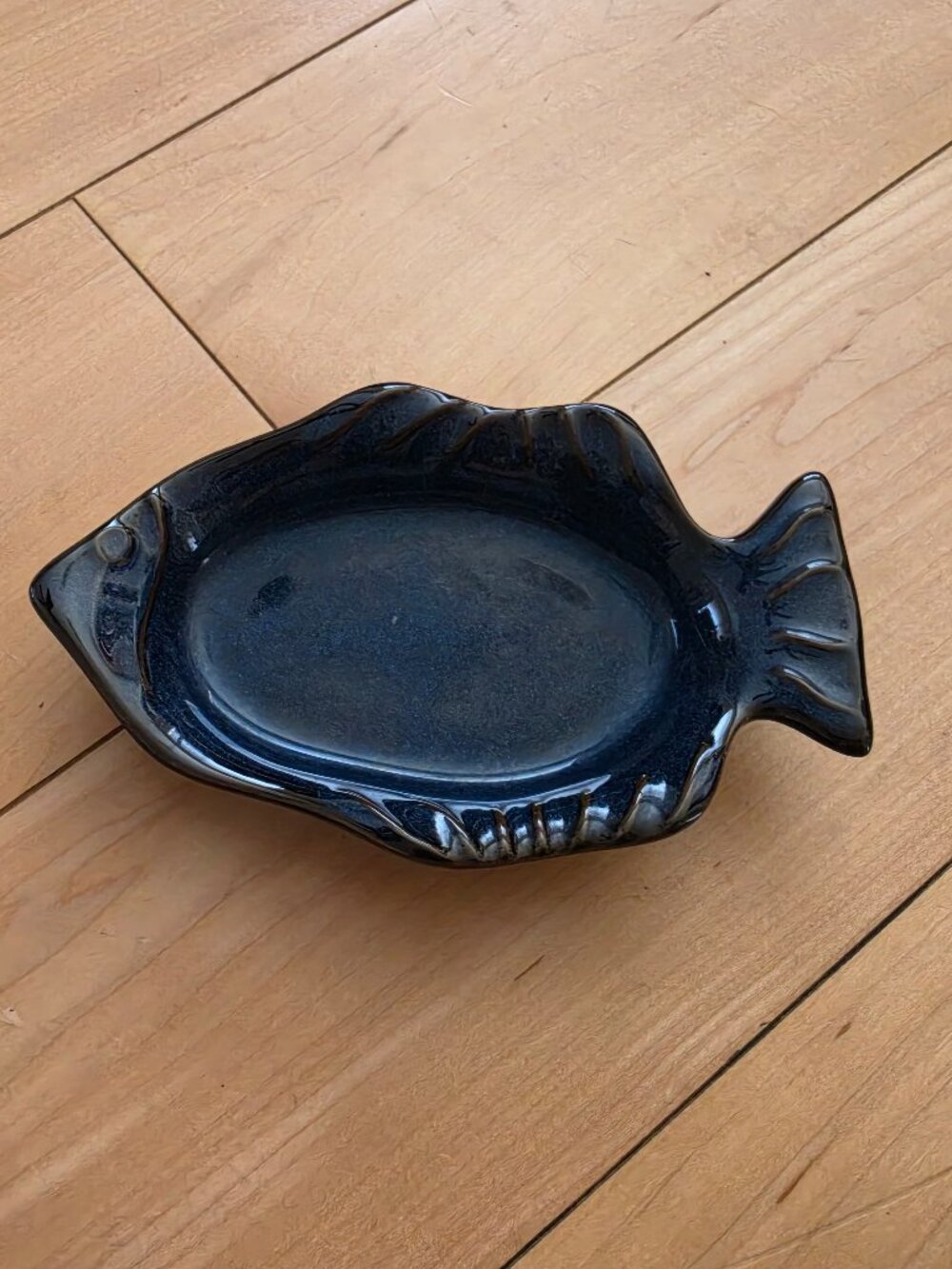 Blue Fish Oval Soap Dish Holder Ceramic Bathroom Soap Bar - Used